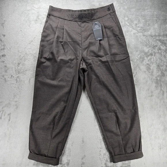 Disturbia Mystic Embroidered Balloon Trousers Pants Brown Womens 10 Goth NWT - Picture 5 of 12